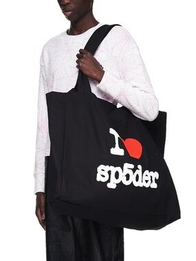 Jumbo Black 'sp5der' Logo Tote